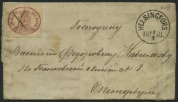 FINNLAND 2x BRIEF, 1856, 10 K. Karmin, Breitrandig Auf Brief Mit Federkreuz Und Nebenstempel HELSINGFORS, Bedarfsspuren, - Otros & Sin Clasificación