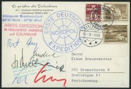 DÄNEMARK 1966, ERSTE DEUTSCHE NORDPOL EXPEDITION, Ansichtskarte Aus Dänemark Mit Unterschriften Der Teilnehmer - Otros & Sin Clasificación