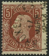 BELGIEN 34b O, 1878, 5 Fr. Rotbraun, Pracht, Gepr. U.a. Drahn, Mi. 1600.- - Belgio