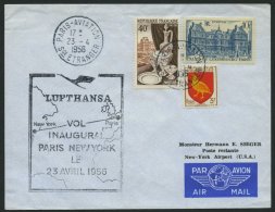 DEUTSCHE LUFTHANSA 59 BRIEF, 23.4.1956, Paris-New York, Prachtbrief - Usados