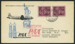 ERST-UND ERÖFFNUNGSFLÜGE 2511 BRIEF, 31.10.55, München-New York, Frankiert Mit 2x Bund Nr. 216 (Mehrfachf - Covers & Documents