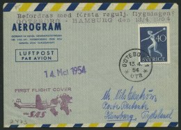 ERST-UND ERÖFFNUNGSFLÜGE 2473 BRIEF, 13.4.54, Göteborg-Hamburg, Schwedische Frankatur, Prachtbrief - Storia Postale