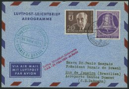 ERST-UND ERÖFFNUNGSFLÜGE 2461 BRIEF, 24.3.54, Düsseldorf-Rio De Janeiro, Ab Berlin, Frankiert Mit Nr. 105 - Storia Postale