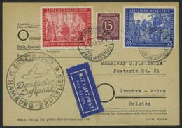 ERST-UND ERÖFFNUNGSFLÜGE 2301 BRIEF, 1.5.48, Hamburg-Brüssel, Flugbestätigungsstempel In Schwarz (Ge - Storia Postale