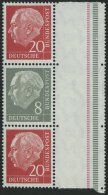 ZUSAMMENDRUCKE S 52YII **, 1960, Heuss Wz. Liegend 20 + 8 + 20, Nachauflage, Pracht, Mi. 80.- - Used Stamps