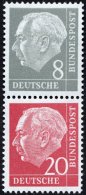 ZUSAMMENDRUCKE S 49YII **, 1960, Heuß Wz. Liegend 8 + 20, Nachauflage, Pracht, Mi. 65.- - Used Stamps