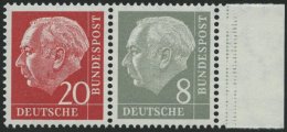 ZUSAMMENDRUCKE W 23YII **, 1960, Heuss Wz. Liegend 20 + 8, Nachauflage, Pracht, Mi. 65.- - Used Stamps