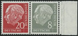 ZUSAMMENDRUCKE W 23YII **, 1960, Heuss Wz. Liegend 20 + 8, Nachauflage, Pracht, Mi. 65.- - Oblitérés