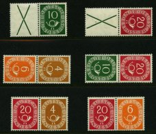 ZUSAMMENDRUCKE Aus W 1-S 9 *, 1951, Posthorn, 6 Verschiedene Zusammendrucke Posthorn, Falzrest, Pracht, Mi. 116.50 - Oblitérés