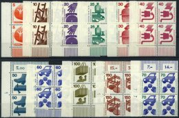 BUNDESREPUBLIK 694-703,773 VB **, 1971/3, Unfallverhütung In Viererblocks Aus Der Bogenecke, Teils Mit Druckereizei - Used Stamps