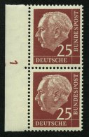 BUNDESREPUBLIK 186yDZ **, 1960, 25 Pf. Heuss Lumogen Im Senkrechten Randpaar Mit Druckereizeichen 1, Pracht, Mi 317.- - Used Stamps