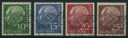 BUNDESREPUBLIK 183-86yR O, 1960, 10 - 25 Pf. Pf. Heuß Lumogen, 4 Prachtwerte Mit Roten Zählnummern, Mi. 700.- - Used Stamps