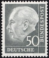 BUNDESREPUBLIK 189 **, 1954, 50 Pf. Heuß, Pracht, Gepr. Schlegel, Mi. 200.- - Used Stamps