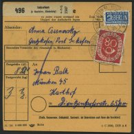 BUNDESREPUBLIK 137 BRIEF, 1954, 80 Pf. Posthorn, Einzelfrankatur Auf Paketkarte Aus INKOFEN, Pracht - Usados