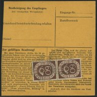 BUNDESREPUBLIK 135 BRIEF, 1954, 60 Pf. Posthorn, 2x Als Mehrfachfrankatur Rückseitig Auf Paketkarte Aus INKOFEN, &u - Used Stamps