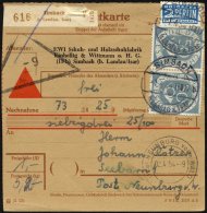 BUNDESREPUBLIK 134 Paar BRIEF, 1954, 50 Pf. Posthorn Im Waagerechten Paar Als Mehrfachfrankatur Auf Nachnahme-Paketkarte - Used Stamps