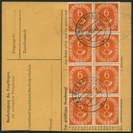 BUNDESREPUBLIK 126 BRIEF, 1954, 6 Pf. Posthorn Im Achterblock (rückseitig) Und Waagerechten Paar (vorderseitig) Als - Usados