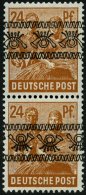 AMERIK. U. BRITISCHE ZONE 44INKb **, 1948, 24 Pf. Bandaufdruck Im Senkrechten Paar, Obere Marke Kopfstehender, Untere No - Other & Unclassified