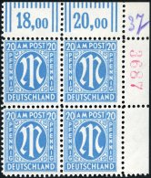 AMERIK. U. BRITISCHE ZONE 26Cr4 VB **, 1945, 20 Pf. Preußischblau, Gezähnt L 111/2:11, Im Viererblock, Mit Ro - Altri & Non Classificati