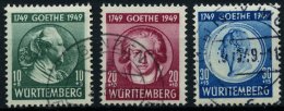 WÜRTTEMBERG 44-46 O, 1949, Goethe, Prachtsatz, Gepr. Schlegel, Mi. 110.- - Autres & Non Classés