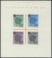 WÜRTTEMBERG Bl. 1I/I (*), 1949, Block Rotes Kreuz, Tpye I: Roter Querstrich Links Unterhalb In B In Blockpreis, Pra - Altri & Non Classificati