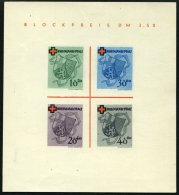 RHEINLAND PFALZ Bl. 1I/V (*), 1949, Block Rotes Kreuz, Type V: Roter Querbalken Des B In Blockpreis Verdickt, Falzrest, - Autres & Non Classés