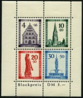BADEN Bl. 1AI **, 1949, Block Freiburg, Gezähnt, Mit Abart Sirene Neben Sockel Des Engels, Pracht, Mi. 300.- - Other & Unclassified