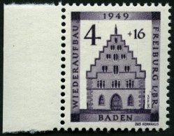 BADEN 38AIV **, 1949, 4 Pf. Freiburg, Gezähnt, Type IV: Mit Schleife Links Unten Am B Von I./BR., Pracht, Mi. 80.- - Autres & Non Classés