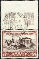 SAARLAND 291 O, 1950, 15 Fr. IBASA Mit Oben Anhängendem Leerfeld, Ersttags-Sonderstempel, Pracht, Gepr. Ney - Autres & Non Classés