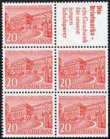 ZUSAMMENDRUCKE H-Bl. 5 **, 1952, Heftchenblatt 20 Pf. Bauten, Ohne Rand, Heftchenzähnung, Pracht, Mi. 180.- - Se-Tenant