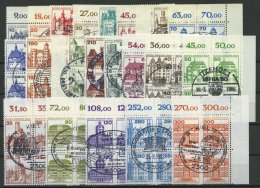 BERLIN 532-677 VB O, 1977-82, Burgen Und Schlösser Komplett In Eckrandviererblocks Mit Zentrischen Stempeln, Fast N - Used Stamps