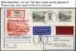 BERLIN 254-65 BRIEF, 1965/6, Berlin Komplett Auf 12 Einschreiben Mit Mehrfachfrankaturen Vom Ersttag, Pracht - Used Stamps