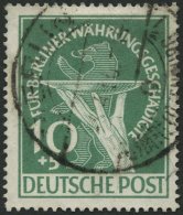 BERLIN 68 O, 1949, 10 Pf. Währungsgeschädigte, üblich Gezähnt Pracht, Gepr. A. Schlegel, Mi. 190.- - Used Stamps