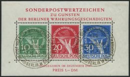 BERLIN Bl. 1 O, 1949, Block Währungsgeschädigte, Ersttagssonderstempel, Pracht, Gepr. Schlegel, Mi. (2200.-) - Usati