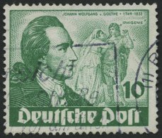 BERLIN 61I O, 1949, 10 Pf. Goethe Mit Abart Farbfleck Neben Rechtem Unterarm Des Darstellers, üblich Gezähnt P - Used Stamps