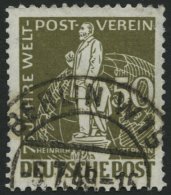 BERLIN 38I O, 1949, 50 Pf. Stephan Mit Abart Sockellinien Rechts Gebrochen, Zahnfehler, Feinst, Mi. -.- - Used Stamps