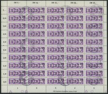 DIENSTMARKEN B D 9 O, 1956, 70 Pf. ZKD Im Vollständigen Bogen (50) Mit Druckvermerk Und Abart 9I, Stempel Ungü - Otros & Sin Clasificación