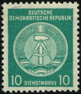 DIENSTMARKEN A D 30XII **, 1956, 10 Pf. Bläulichgrün, Faserpapier, Wz. 2 XII, Pracht, Gepr. Jahn, Mi. 70.- - Altri & Non Classificati