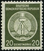 DIENSTMARKEN A D 22IXII *, 1954, 20 Pf. Schwarzgelboliv, Type I, Wz. 2XII, Falzrest, Pracht - Altri & Non Classificati