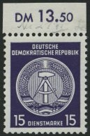 DIENSTMARKEN A D 21IIXII **, 1954, 15 Pf. Schwarzgrauviolett, Type II, Wz. 2XII, Pracht, Fotobefund Paul, Mi. 250.- - Otros & Sin Clasificación