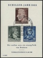 DDR Bl. 12IV O, 1955, Block Schiller Mit Abart Vorgezogener Fußstrich Bei J, Sonderstempel, Pracht, Mi. 80.- - Used Stamps