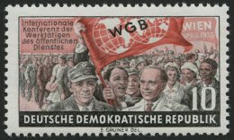 DDR 452I **, 1955, 10 Pf. Weltgewerkschaftsbund Mit Abart Weißer Fleck An Der Rechten Kragenspitze, Pracht, Mi. 12 - Oblitérés
