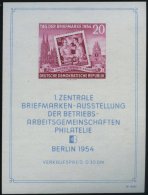 DDR Bl. 10III **, 1954, Block Briefmarken-Ausstellung Mit Abart Punkt über Rechtem Oberem Block-Einfassungsornament - Oblitérés