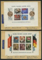 DDR Bl. 8/9BYI BRIEF, 1953, Marx-Blocks, Ungezähnt, Wz. 2YI, Je Auf Lufpostbrief Nach Frankreich, Feinst - Used Stamps
