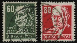 DDR 338z,340XII O, 1952/3, 60 Pf. Hegel Und 80 Pf. Thälmann, Beide Wz. 2XII, 2 Prachtwerte, Gepr. Schönherr, M - Used Stamps