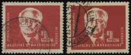DDR 254ca,cb O, 1950, 2 DM Bräunlichrot Und Schwärzlichorangerot Pieck, 2 Prachtwerte, Gepr. Schönherr, M - Used Stamps