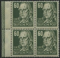 ALLGEMEINE-AUSGABEN 225b VB **, 1948, 60 Pf. Dunkelgraugrün Hegel Im Randviererblock Mit Randleiste, Pracht - Andere & Zonder Classificatie