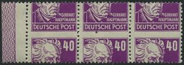 ALLGEMEINE-AUSGABEN 223aRL1 **, 1948, 40 Pf. Lilapurpur Hauptmann Im Waagerechten Dreierstreifen, Stark Verzähnt, M - Autres & Non Classés