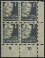 ALLGEMEINE-AUSGABEN 212ay VB **, 1948, 2 Pf. Grau Kollwitz, Senkrechte Borkengummierung, Im Unteren Rechten Eckrandviere - Altri & Non Classificati