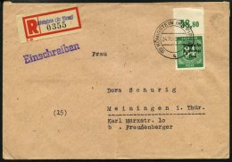 ALLGEMEINE-AUSGABEN 211aPOR BRIEF, 1948, 84 Pf. Lebhaftgrün, Plattendruck, Oberrandstück, Einzelfrankatur Auf - Otros & Sin Clasificación